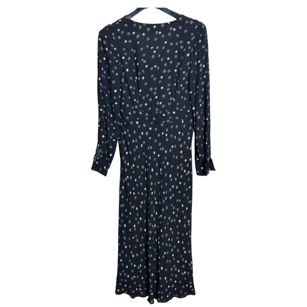 & Other Stories Black Midi Dress with Pink & White Dot Print